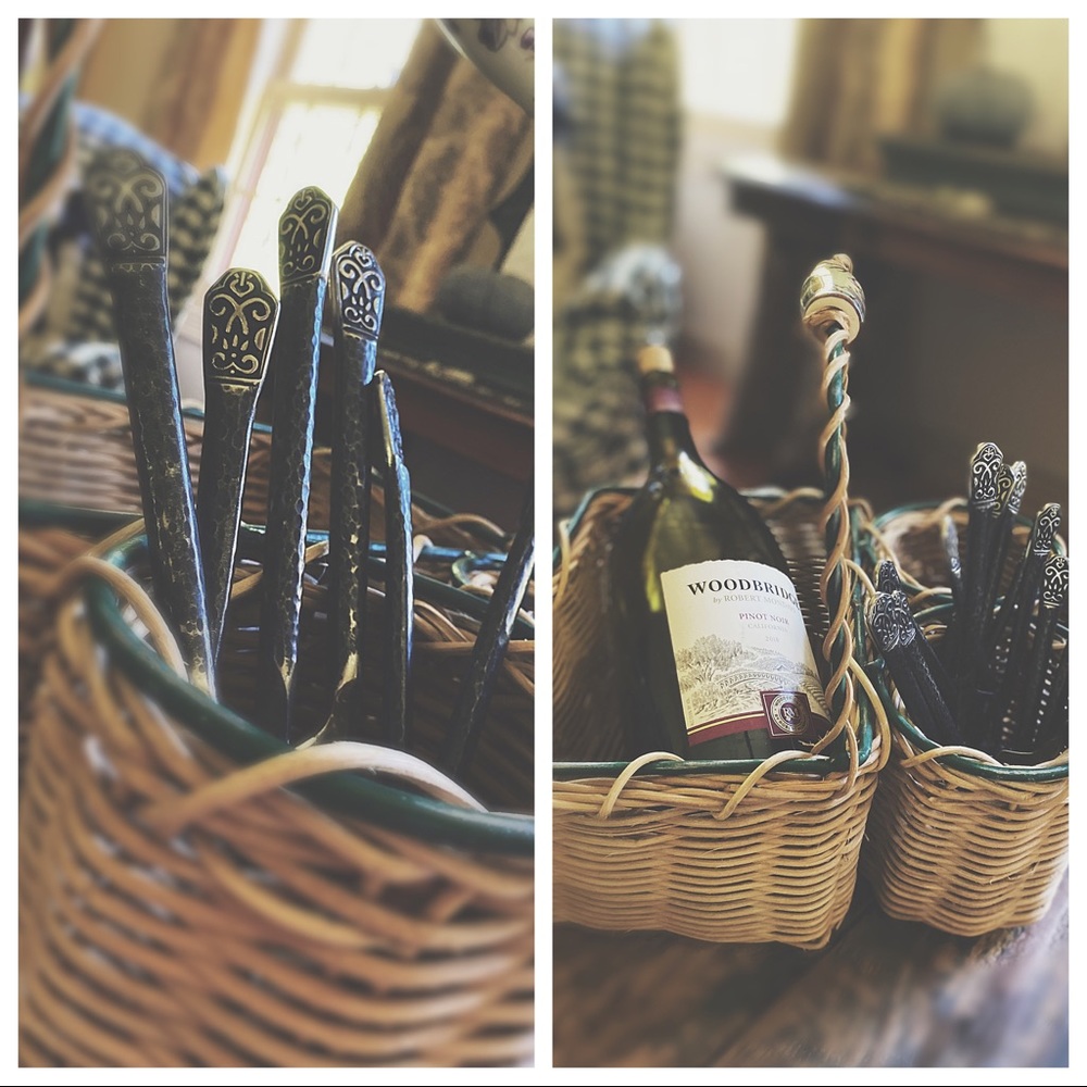 Upcycled French Country Picnic Basket | Hand-Woven Rustic Green Decor